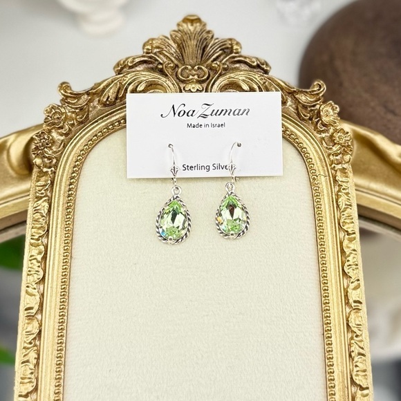 noa zuman Jewelry - Noa Zuman Sterling Silver Green Crystal Drop Earrings